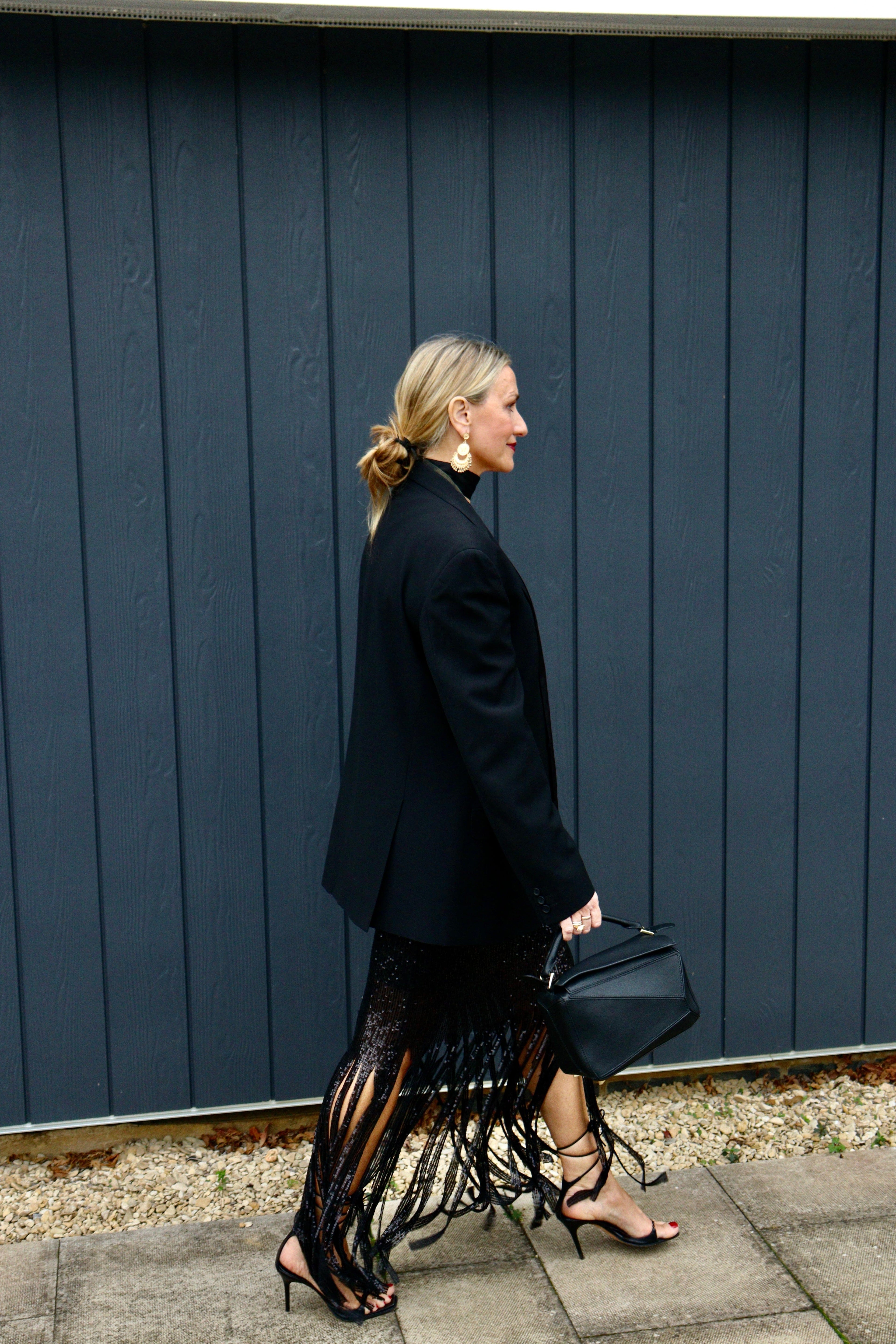 Fringed sequin skirt