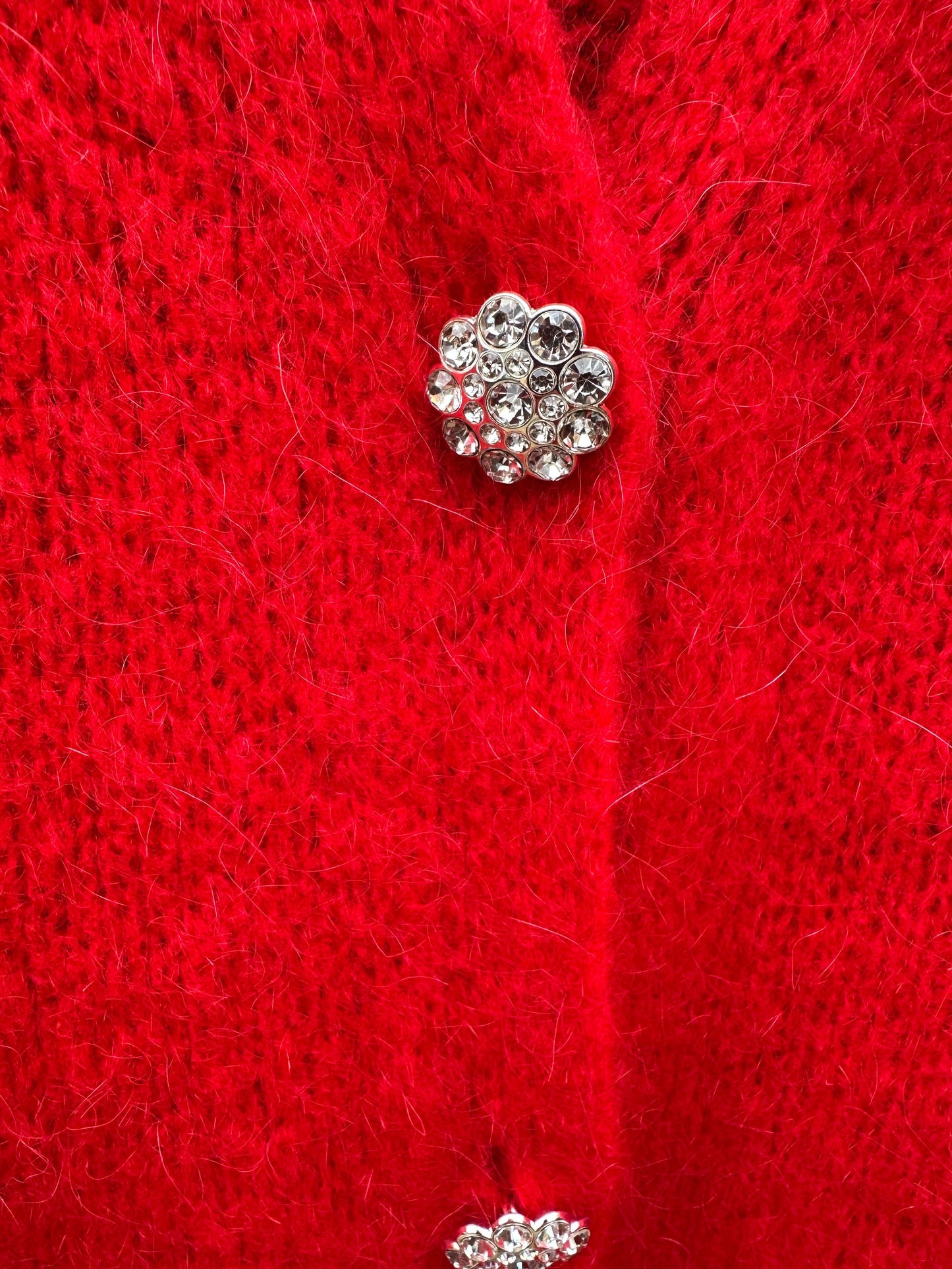 Diamonte Button mohairCardigan