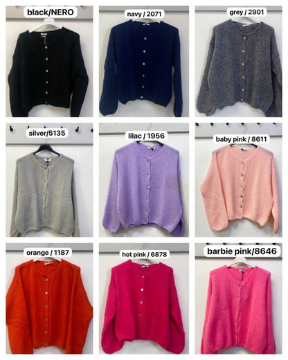 Round Neck Mohair Cardigan