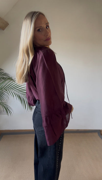 Wine Boho Style Blouse