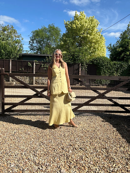 Lemon longline Waistcoat and Maxi Skirt Co-Ord