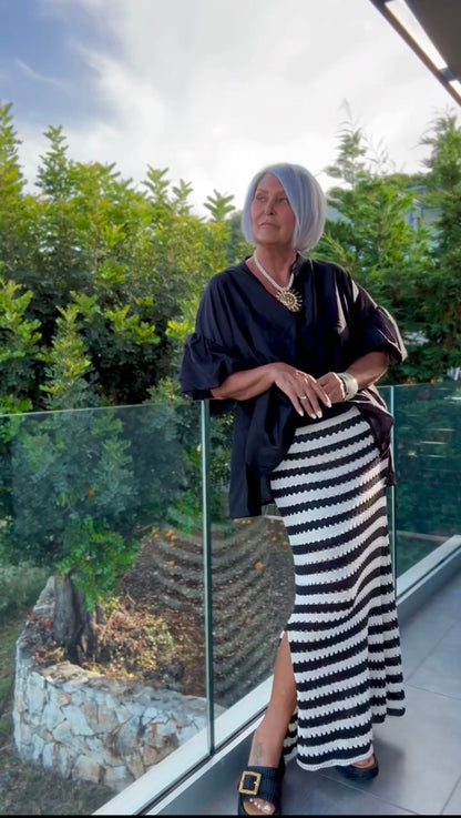 Striped crochet skirt