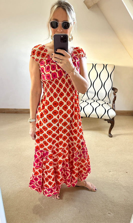 Thay Dress - Pink and Orange Print