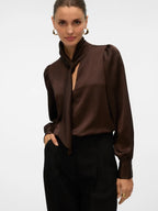 Chocolate Neck Tie Blouse