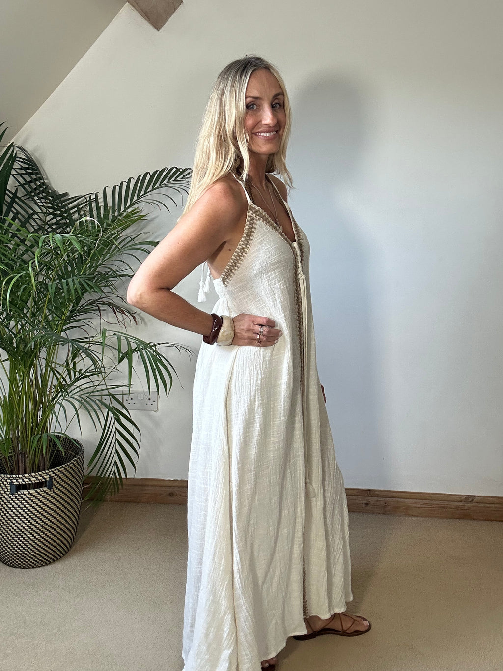 Boho Beach Dress With Woven Detail