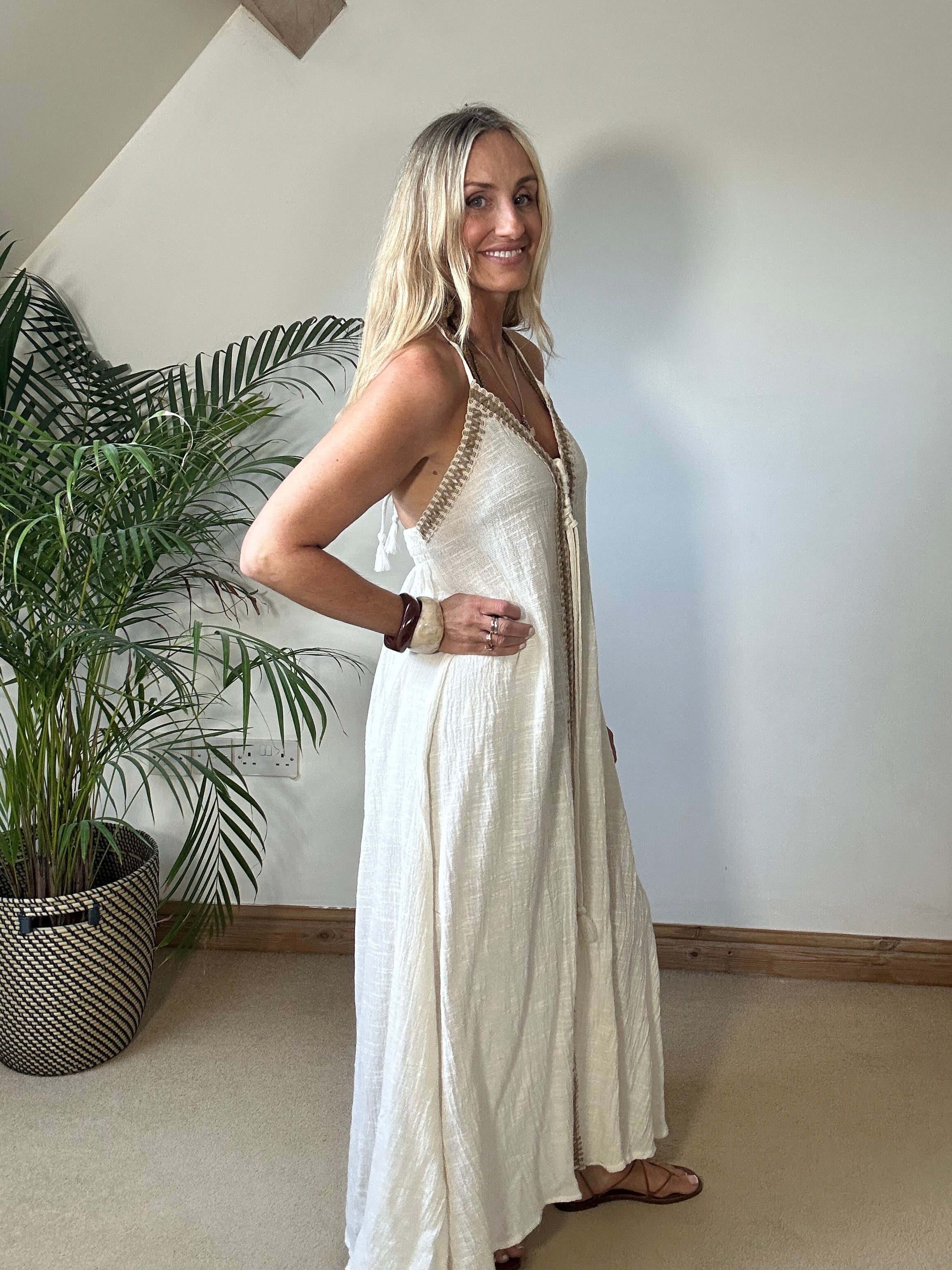 Boho Beach Dress With Woven Detail