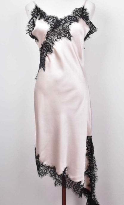 Satin and Lace Asymmetric Dress