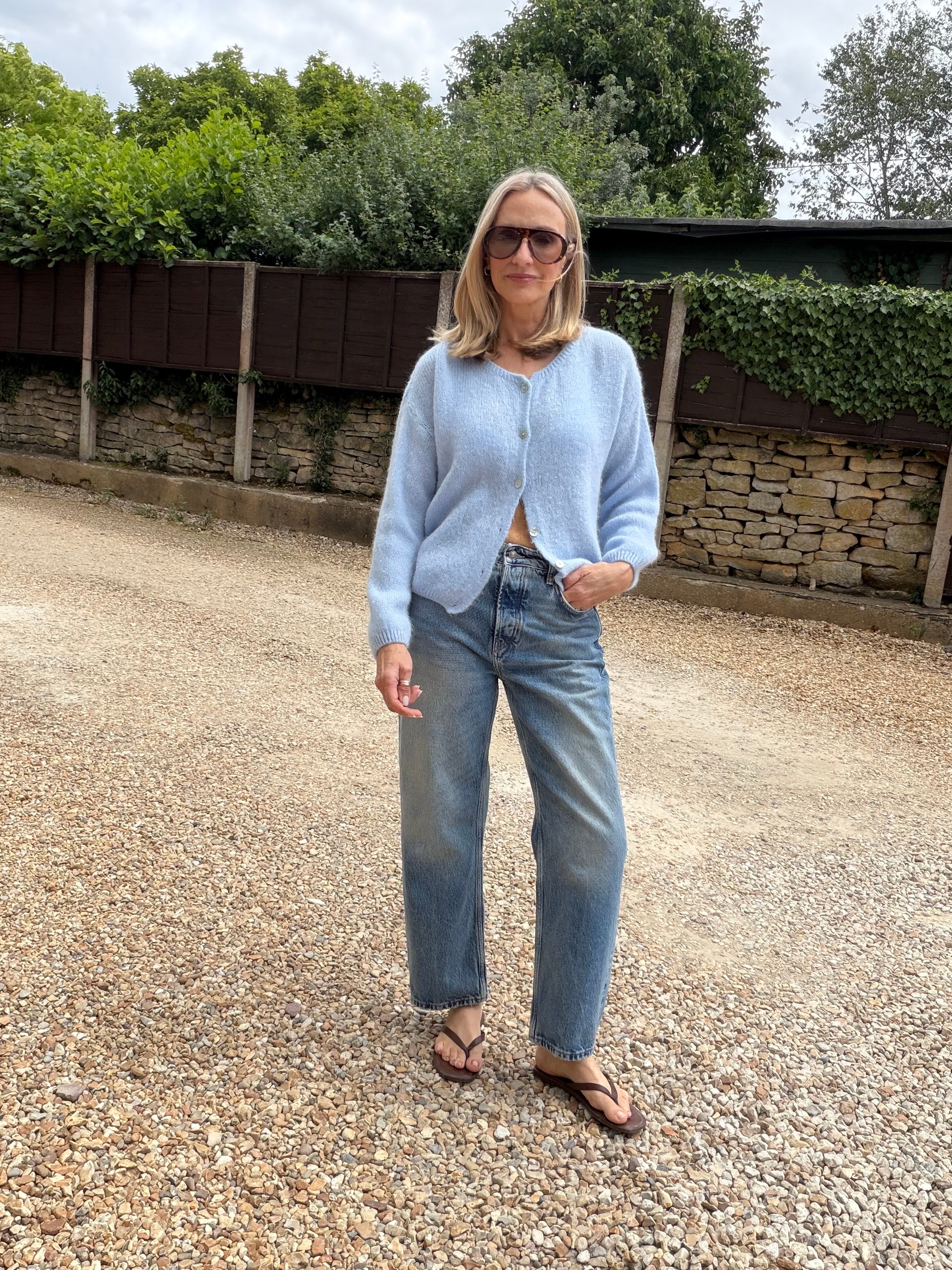 Round Neck Mohair Cardigan