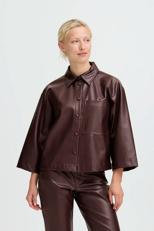 Burgundy Faux Leather Jacket