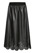 Laser Cut Faux Leather Skirt