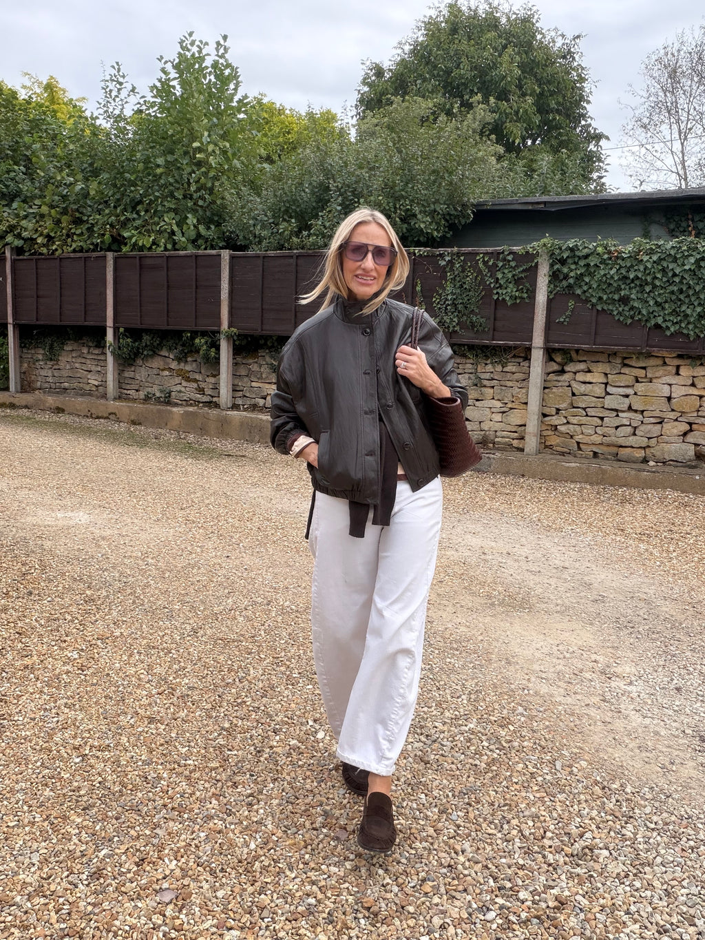 Brown Funnel Neck PU Jacket