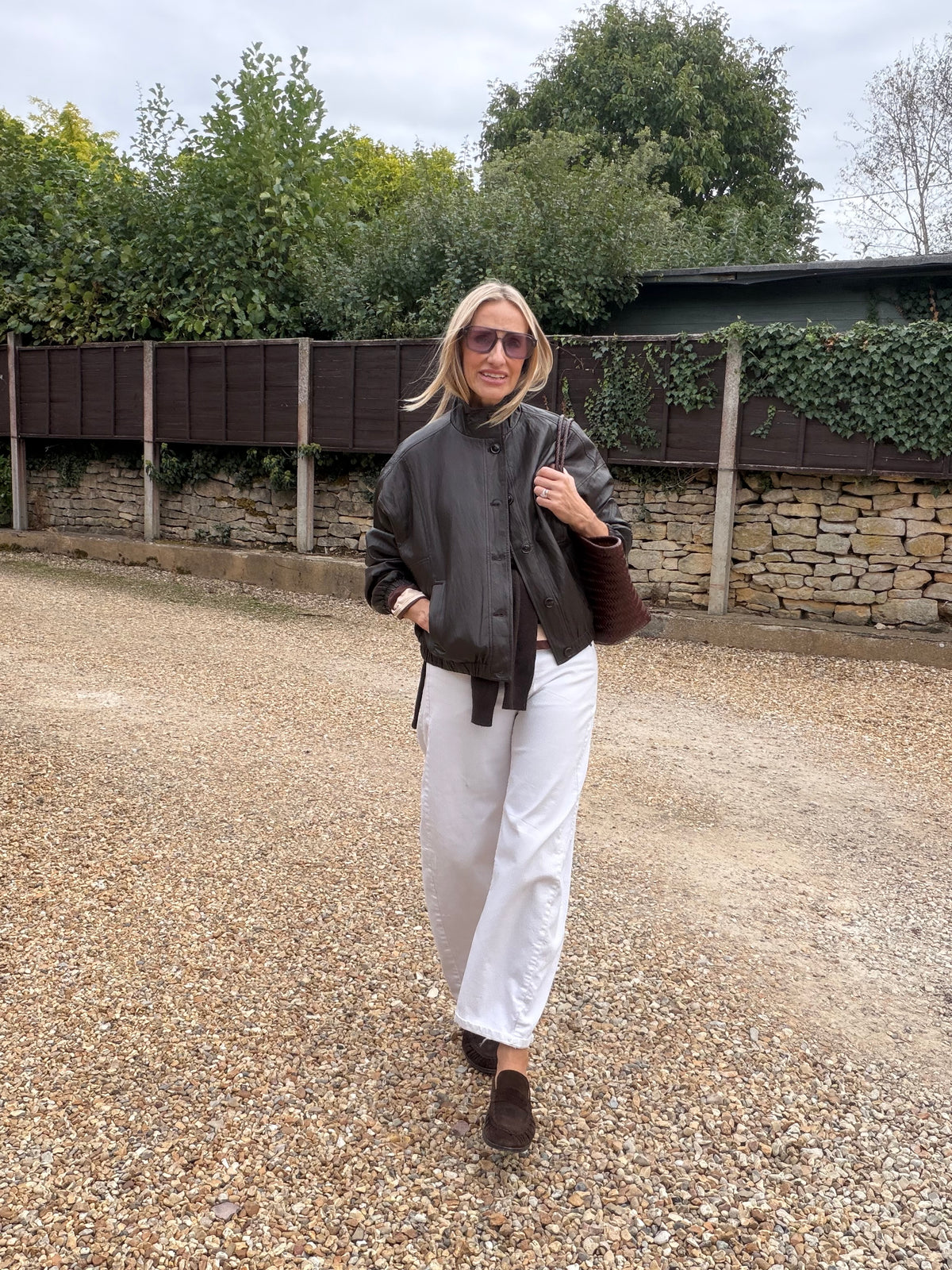 Brown Funnel Neck PU Jacket