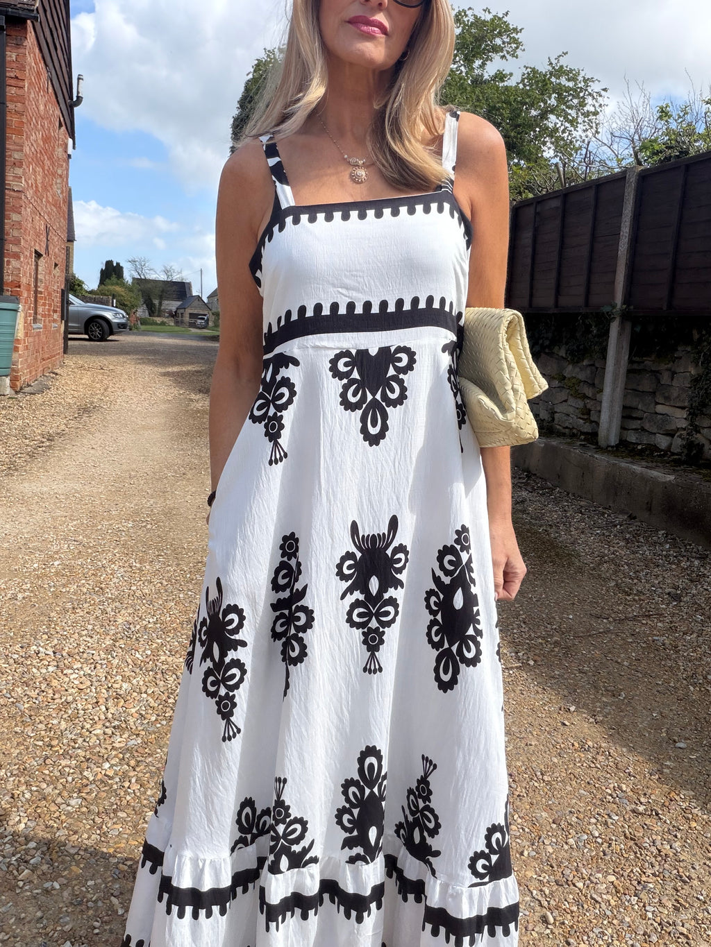 Black and White Jacquard Dress