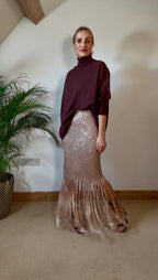Fringed sequin skirt