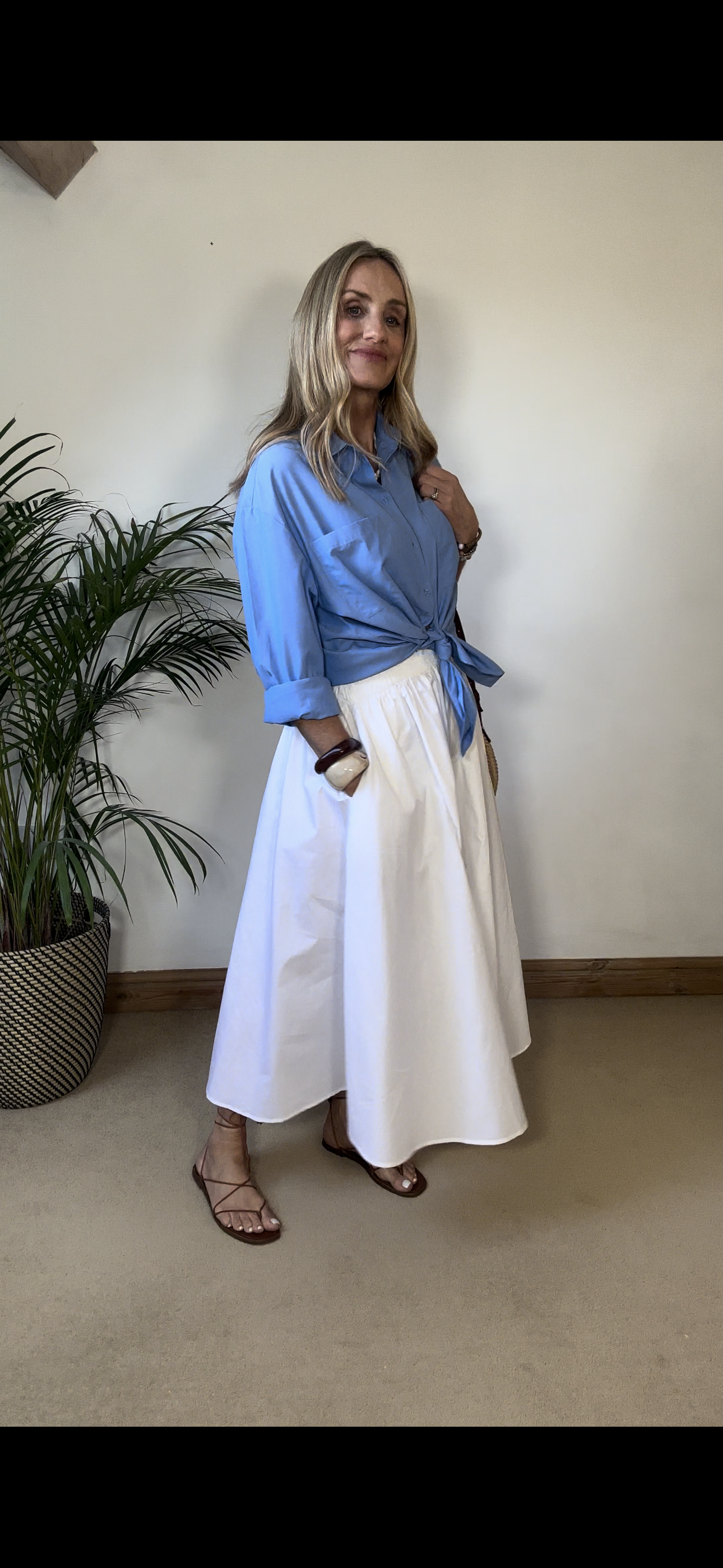 White Cotton Maxi Skirt