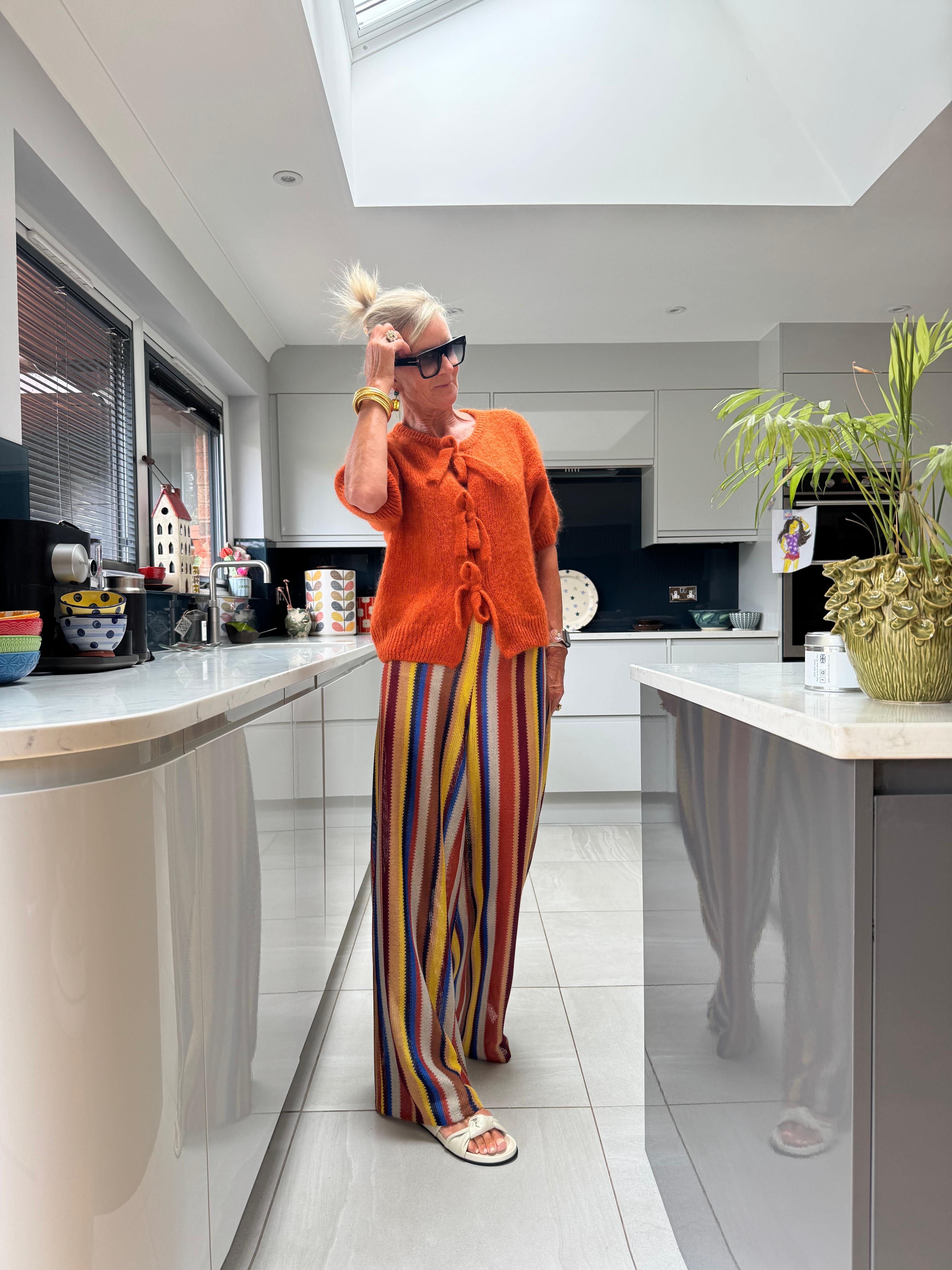 Tie Front Mohair Short Sleeve Cardigan