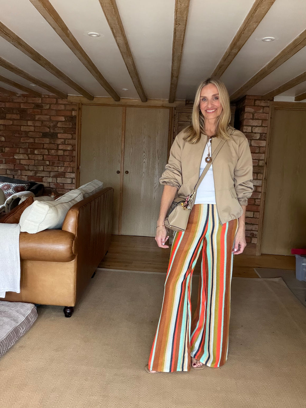 Striped Crochet Trousers (aqua)