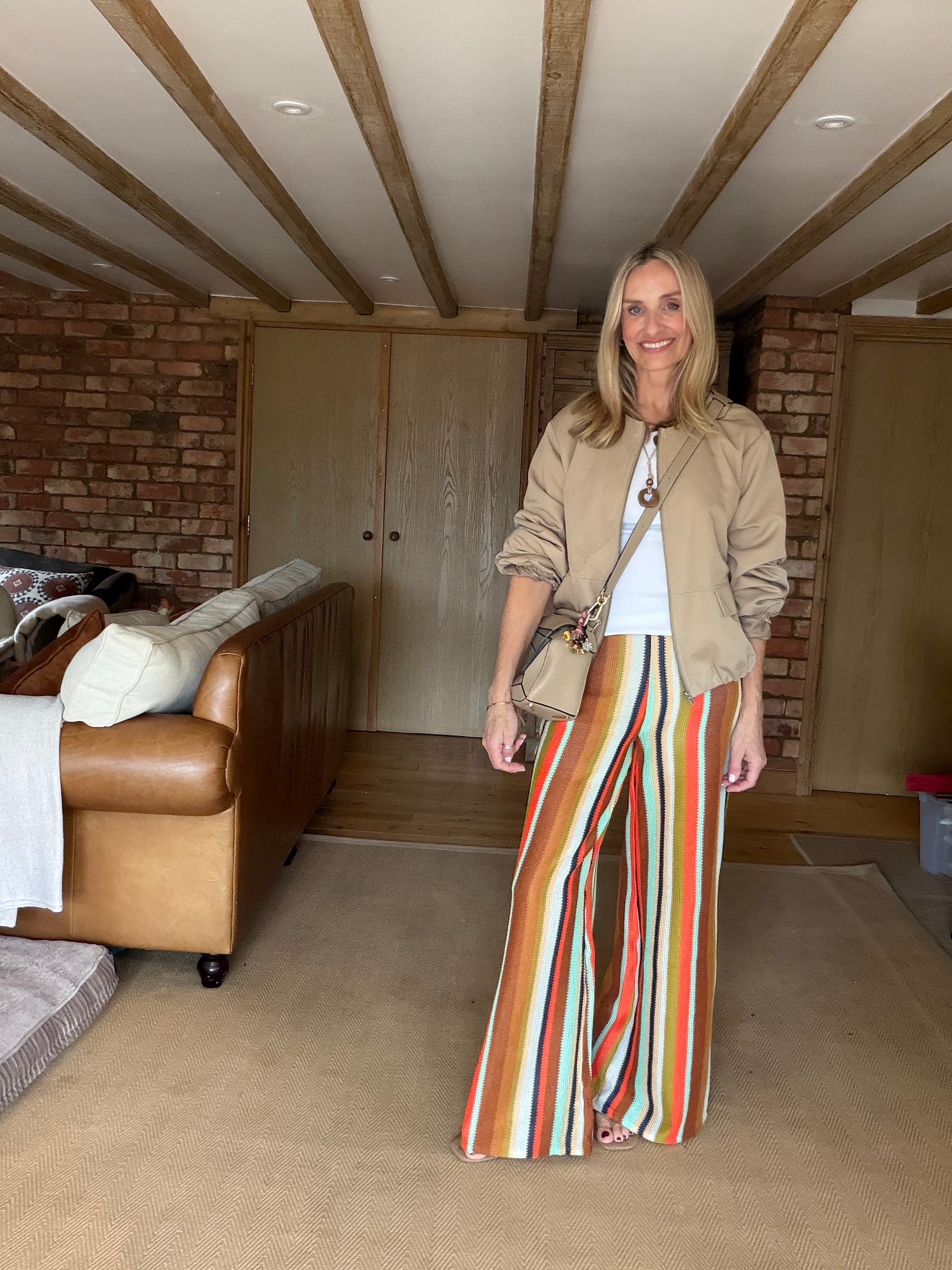 Striped Crochet Trousers (aqua)