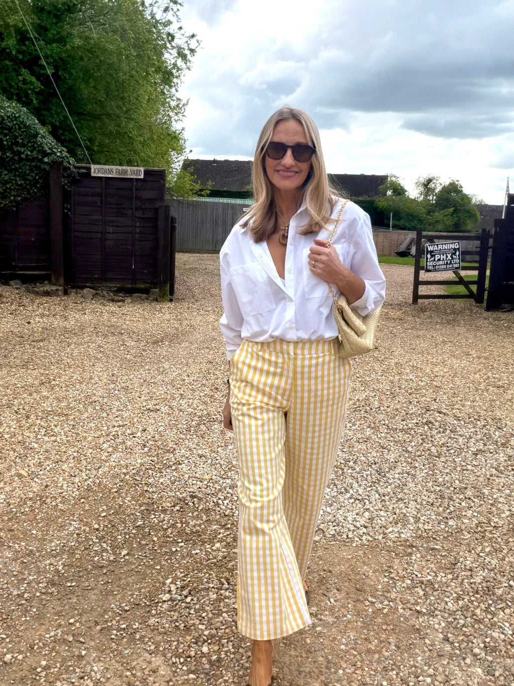Yellow Gingham Cropped Trousers