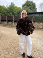 Amelia Faux Fur Jacket - Chocolate