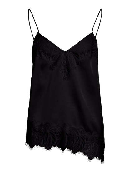 Asymmetric Satin and Lace Cami
