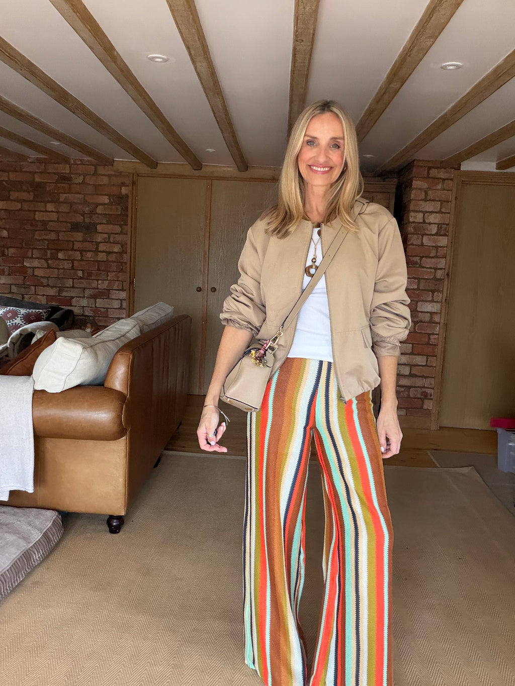 Striped Crochet Trousers (aqua)