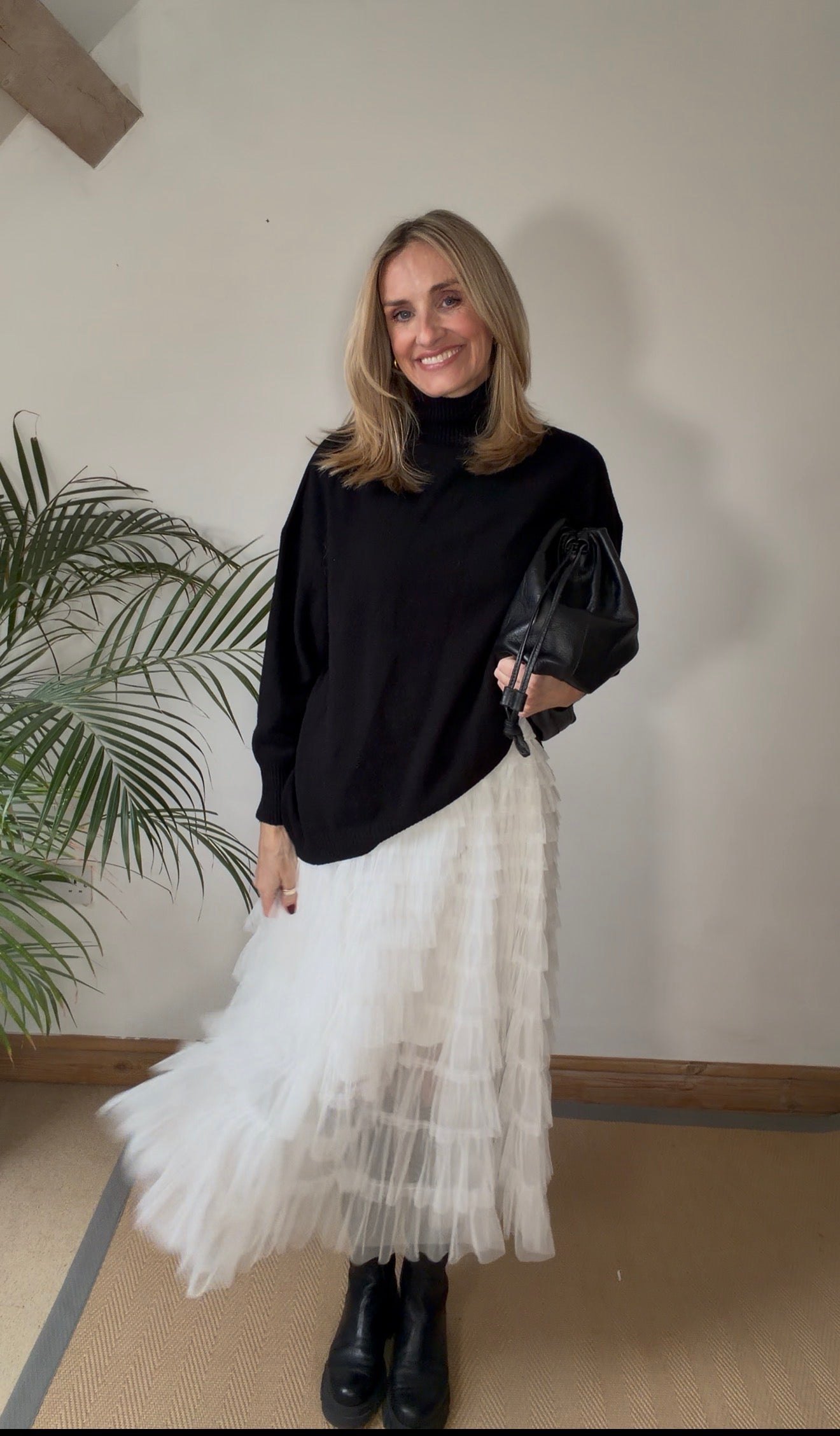 White Tulle Layered Skirt