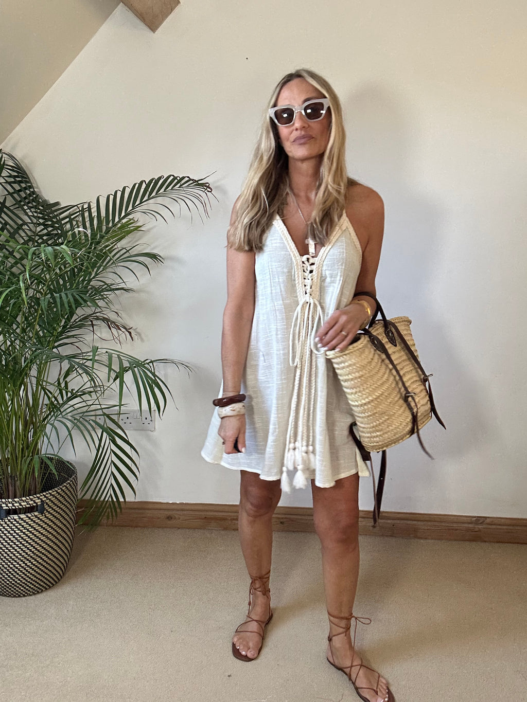 Mykonos rope Halter Mini Dress