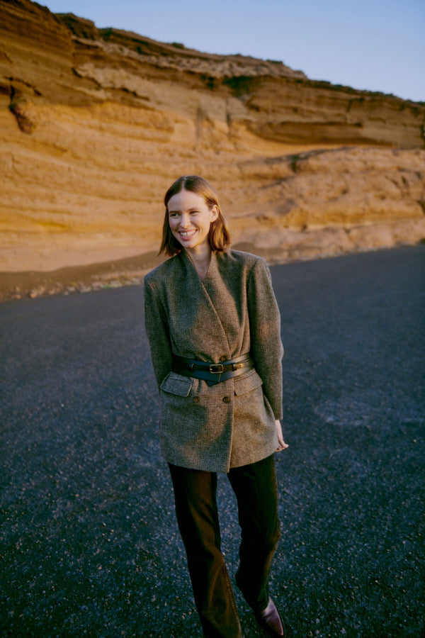 Collarless Tweed Blazer