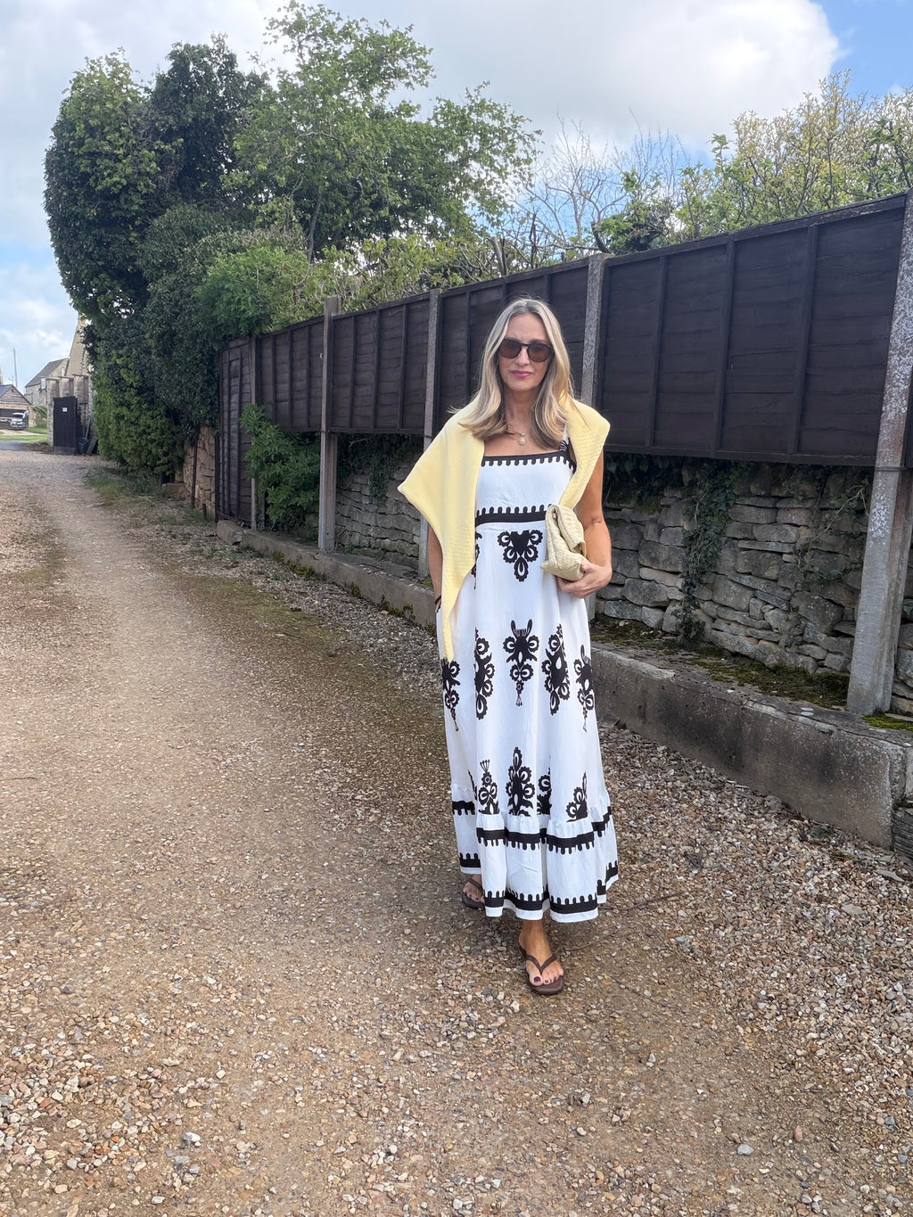 Black and White Jacquard Dress
