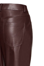 Burgundy Faux leather Straight Leg Trousers