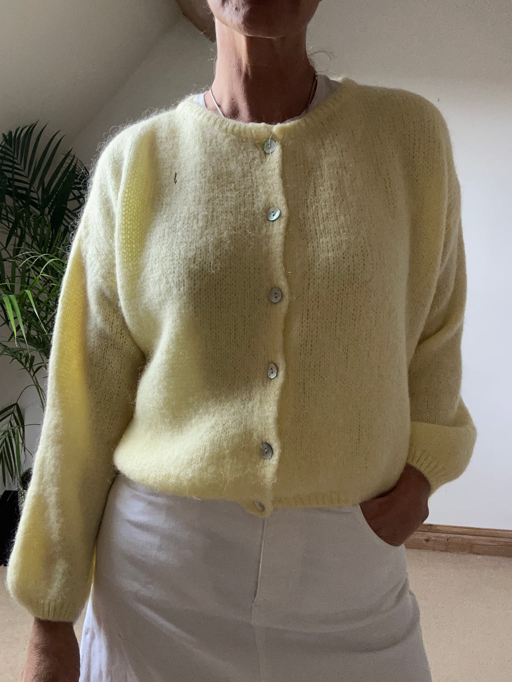 Round Neck Mohair Cardigan