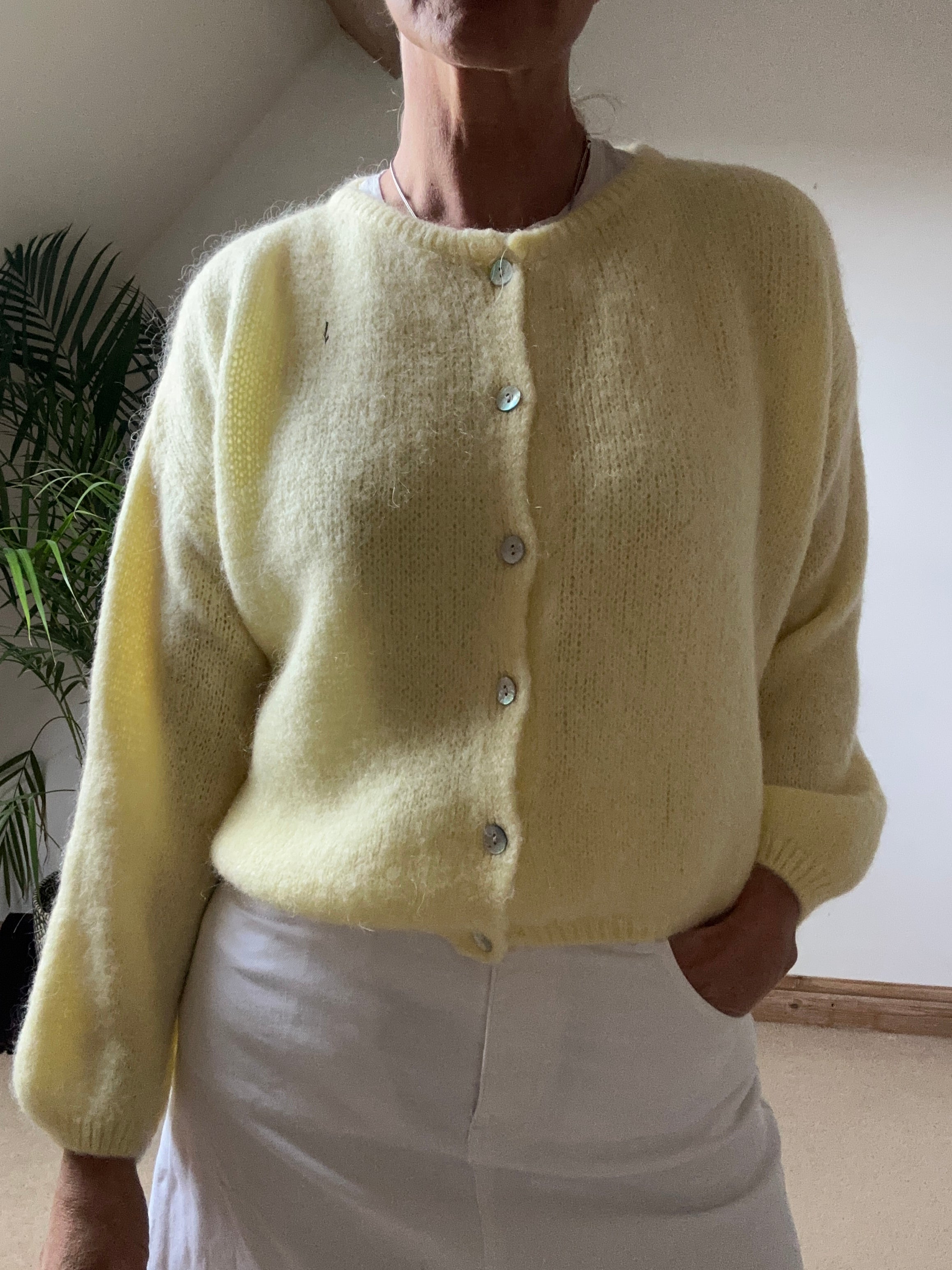 Round Neck Mohair Cardigan