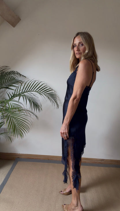 Satin and Lace Asymmetric Dress