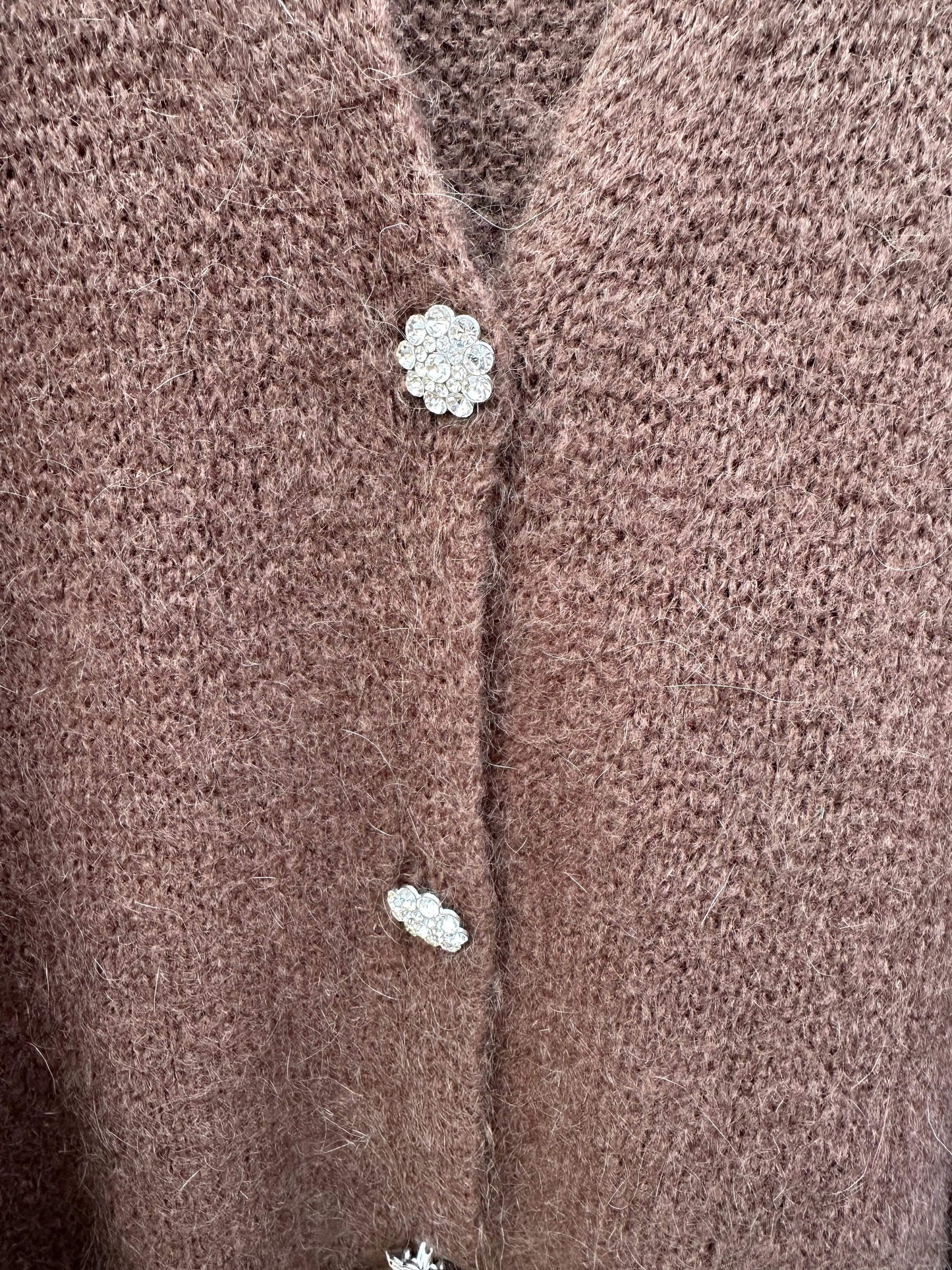 Diamonte Button mohairCardigan