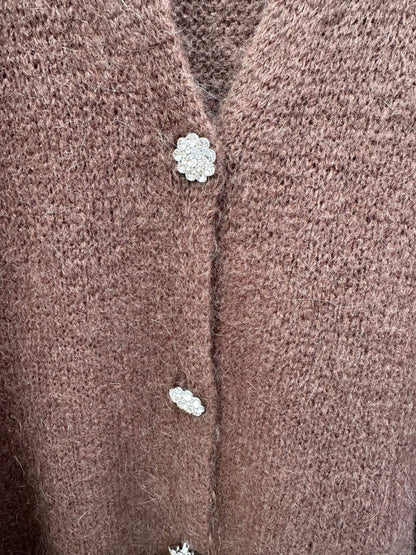 Diamonte Button mohairCardigan