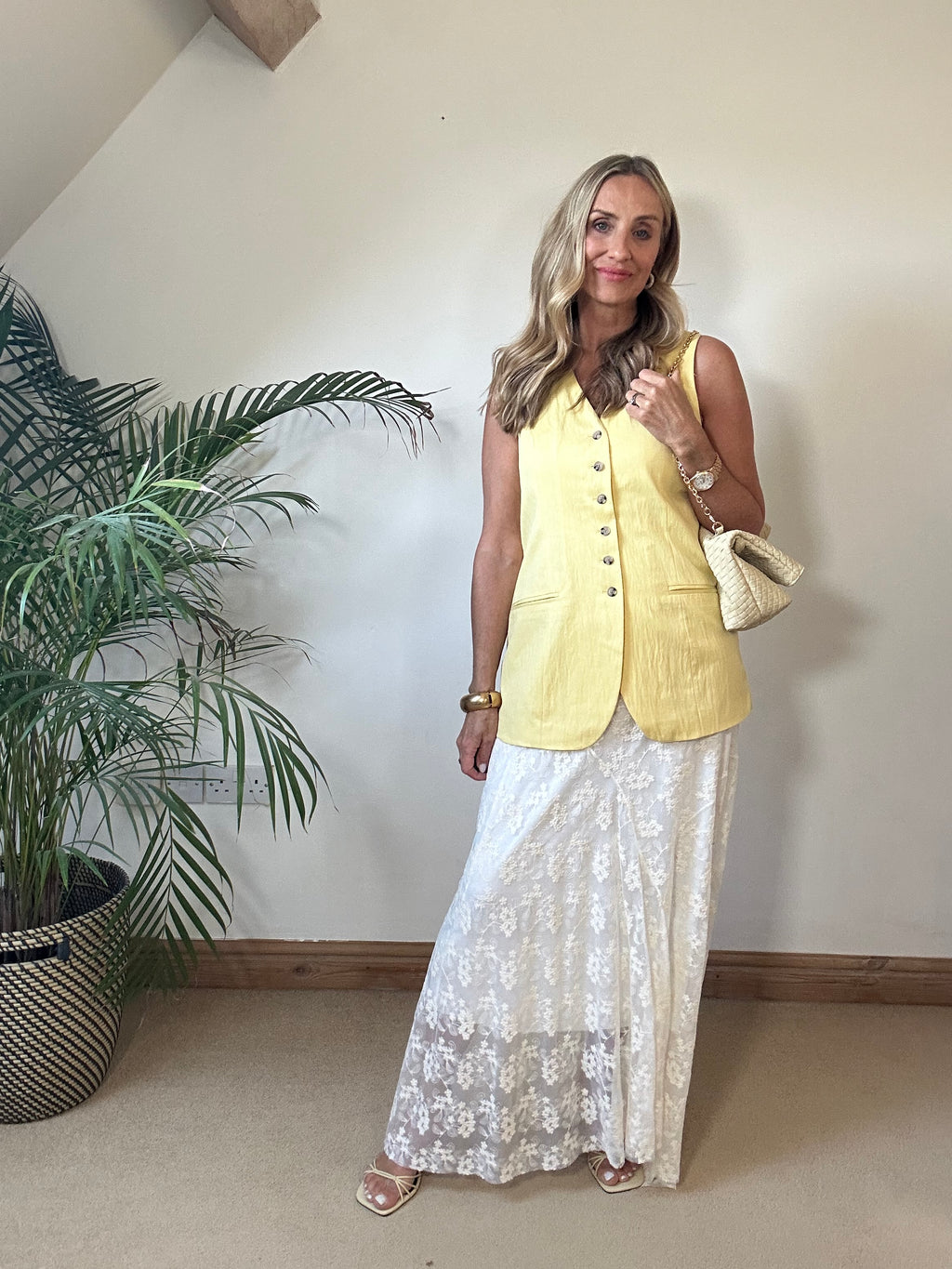 Lemon Longline Waistcoat and Maxi Skirt Co-Ord