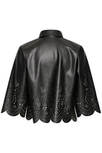 Faux Leather Laser Cut Shirt