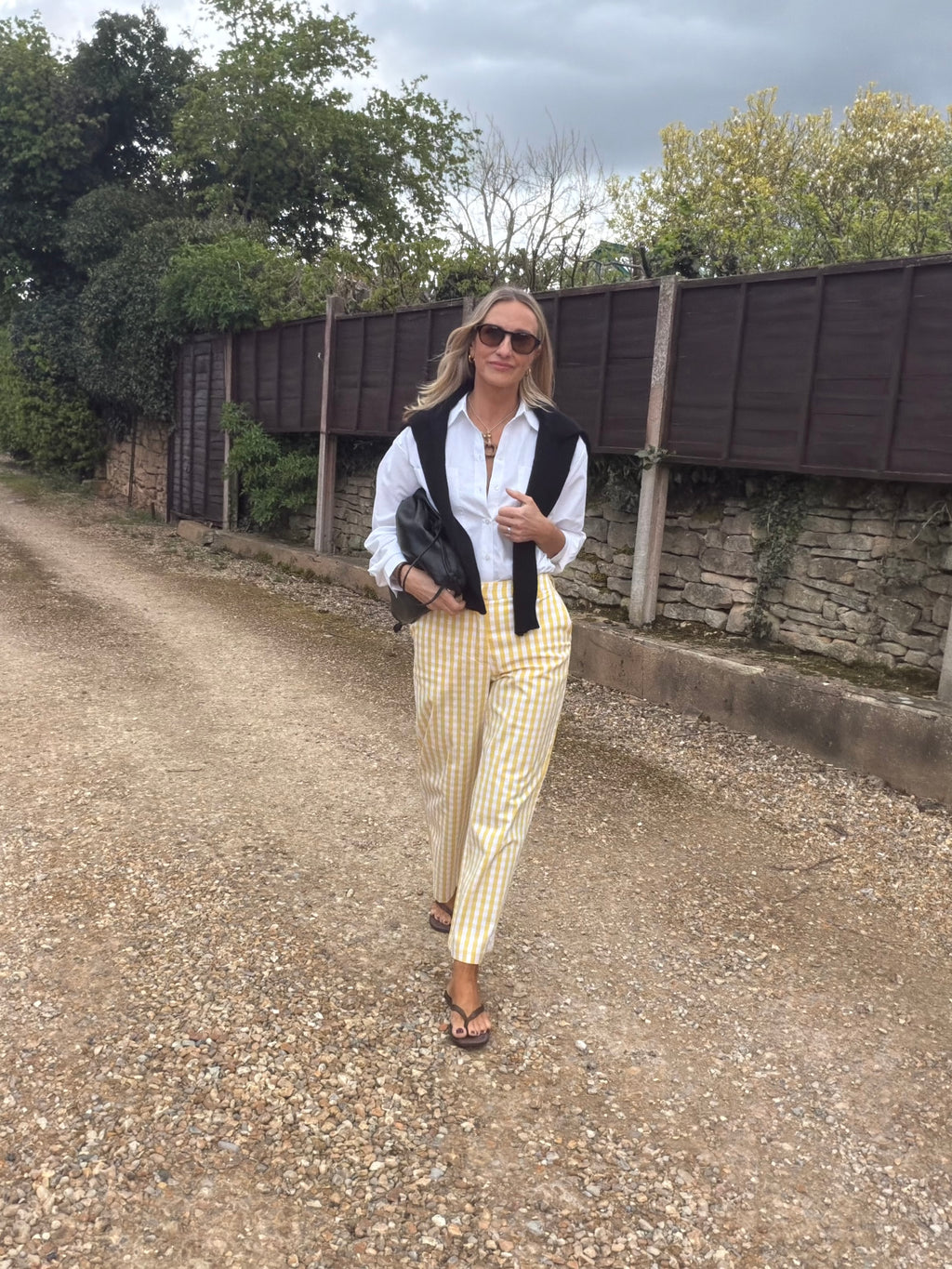 Yellow Gingham Cropped Trousers