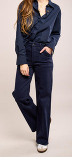 Flare Jeans With Pocket - Navy