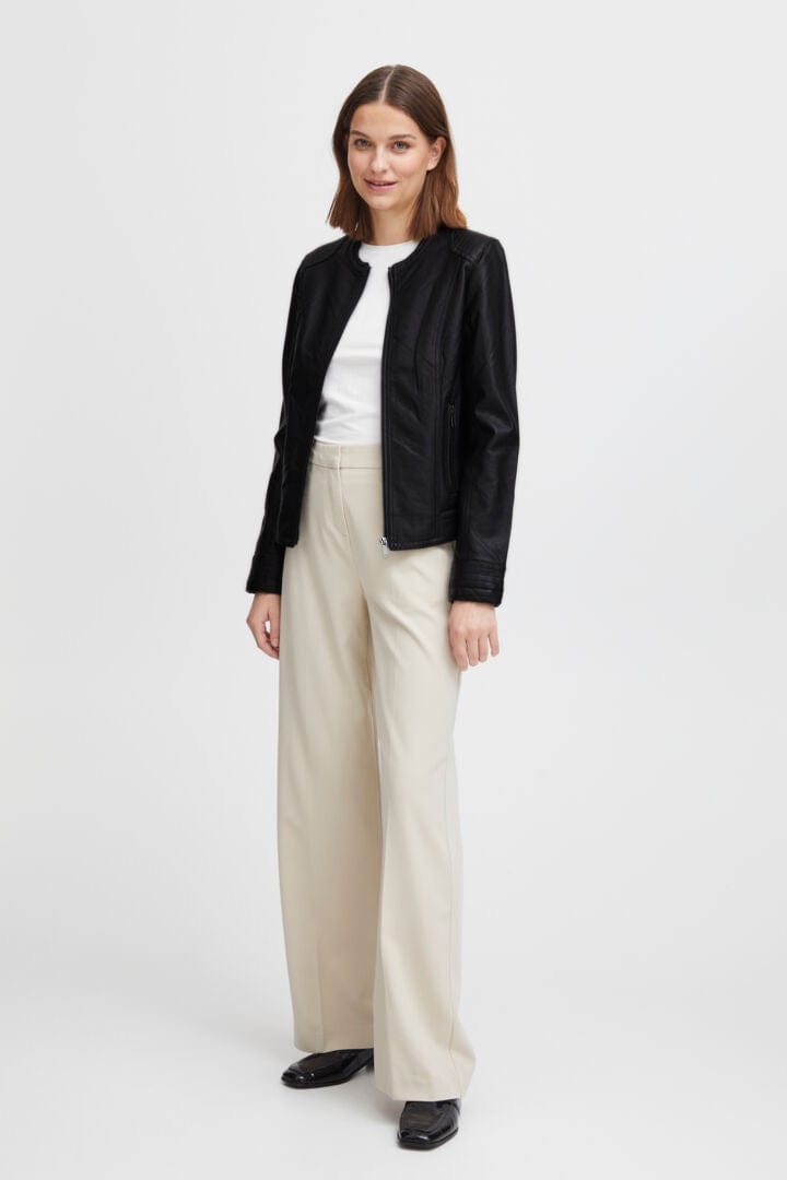 Black Faux Leather Bomber