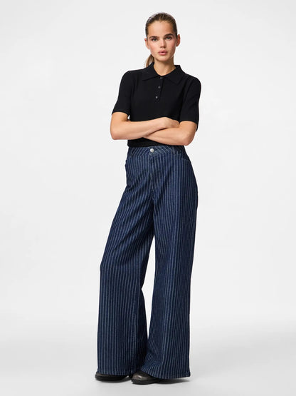 Wide Leg Pinstripe Jeans