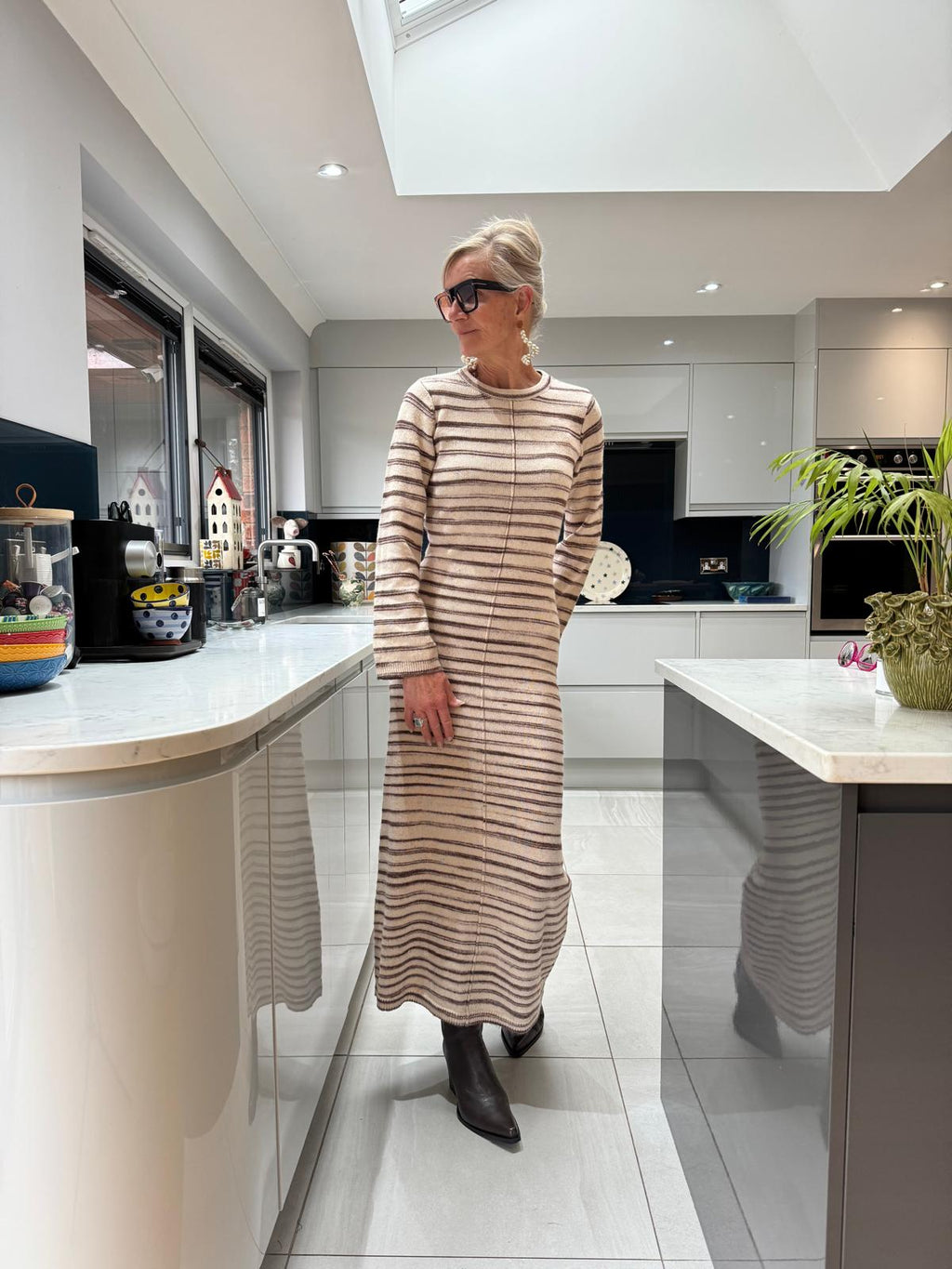 Broken Stripe Ankle Knit Dress