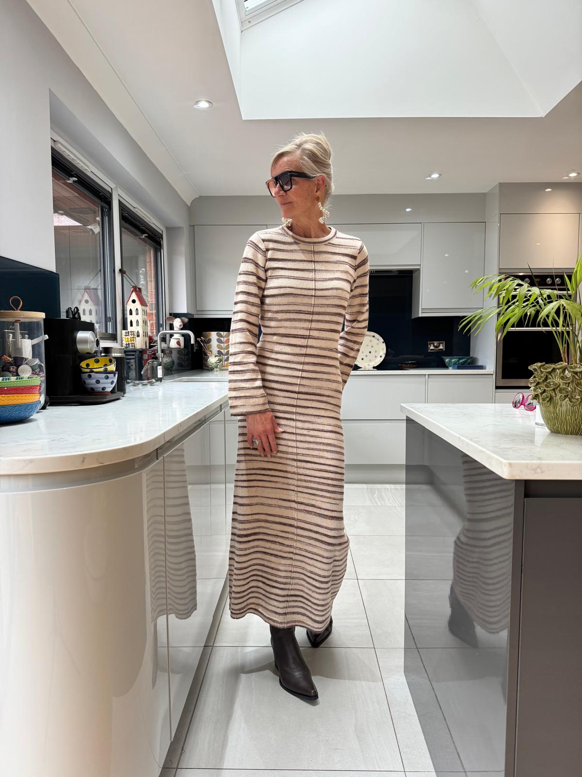 Broken Stripe Ankle Knit Dress