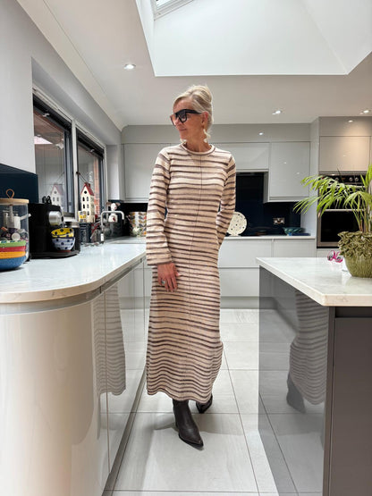 Broken Stripe Ankle Knit Dress
