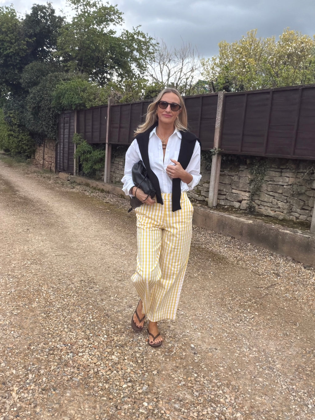 Yellow Gingham Cropped Trousers