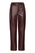 Burgundy Faux leather Straight Leg Trousers