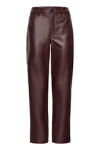 Burgundy Faux leather Straight Leg Trousers