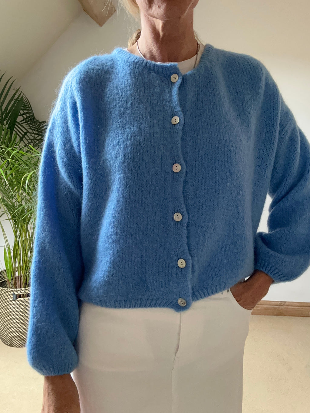 Round Neck Mohair Cardigan