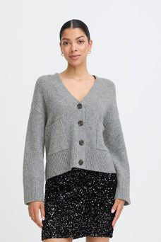 Grey V Neck Cardigan